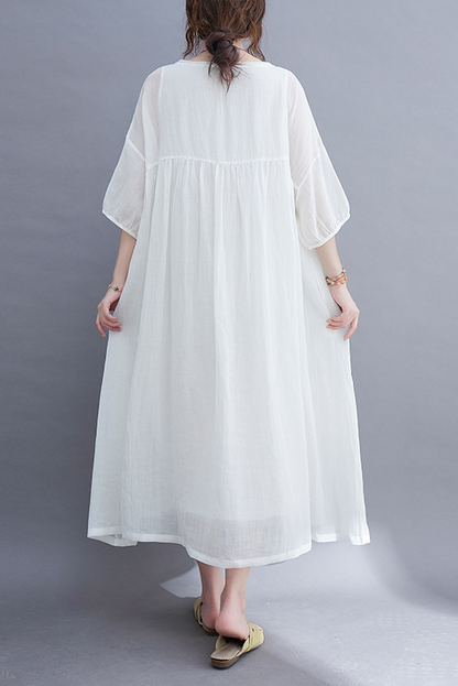 Summer Loose Double Pleated Dress Holiday Style Dress