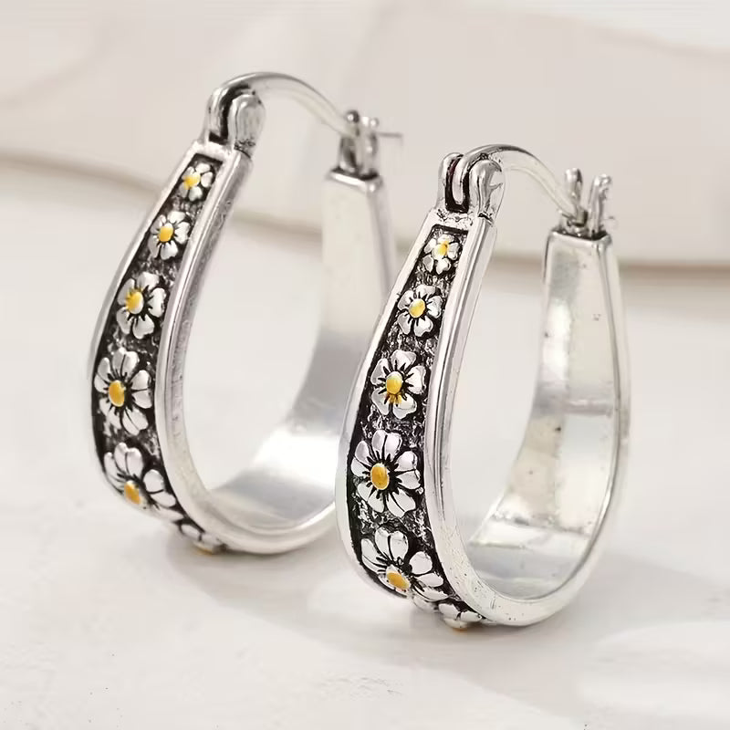 Meadow Daisy Elegance Hoop Earrings