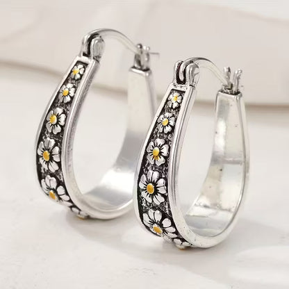 Meadow Daisy Elegance Hoop Earrings