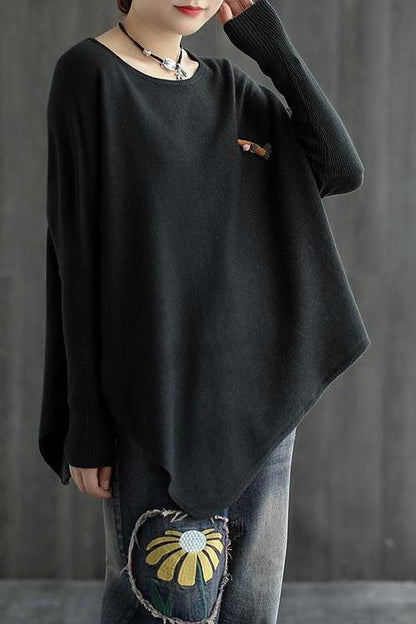 Pure Color Irregular Hem Sweater