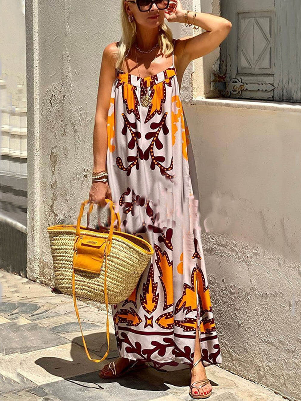 Loose Printed Cami Maxi Dress