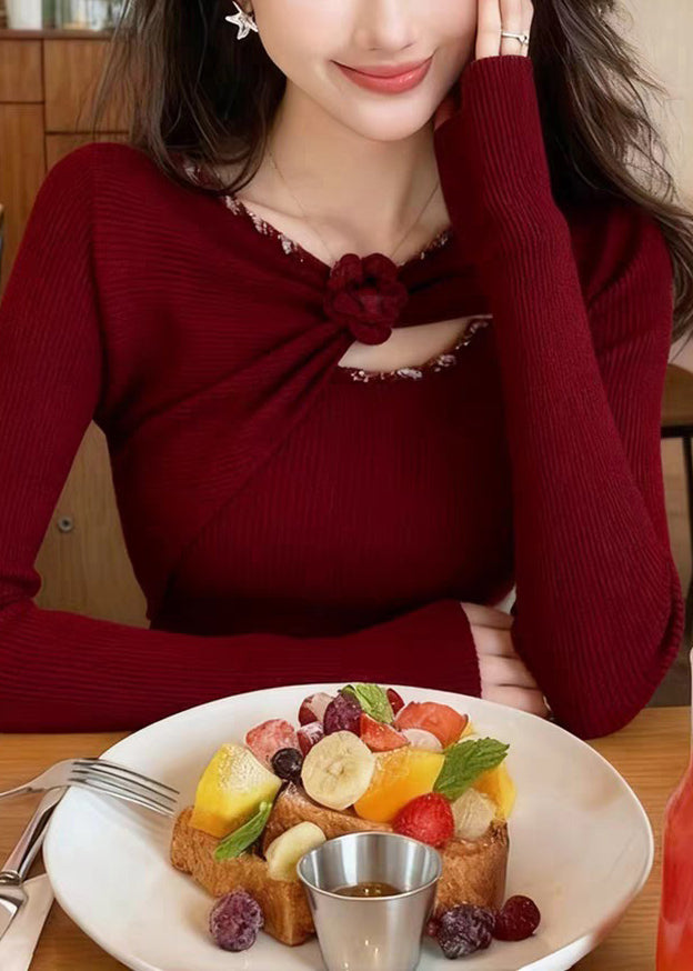 Slim Fit Oatmeal Knit Sweater Spring