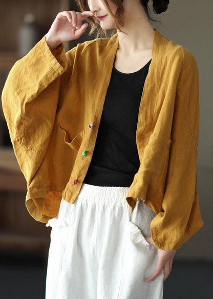 Fine Blue Bat Wing Sleeve Pockets Coat Short