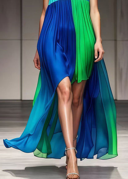 Colorblock Low High Design Patchwork Chiffon Cami Dress Summer