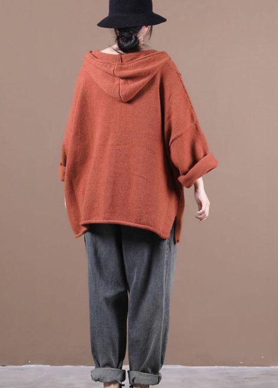 French Red Pockets Sweater Coat