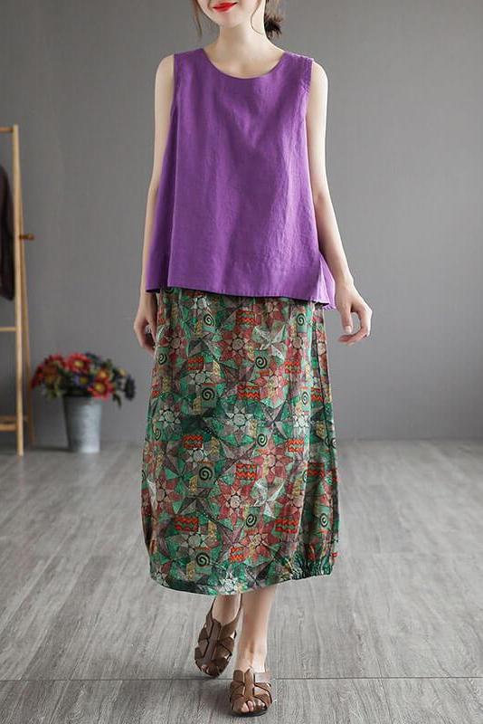 Cinched Elastic Waist Geometric Skirt