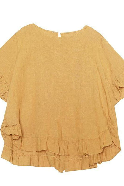 Loose Pure Color Button Down Shirt Summer Blouse