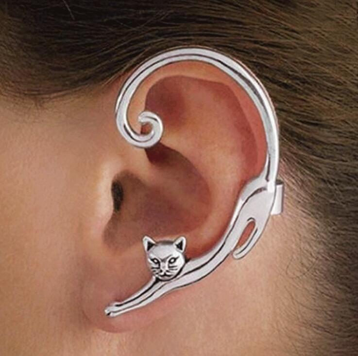 Silver Cat Earring