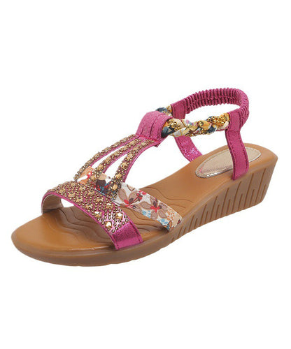 Style Gold Zircon Wedge Beach Sandals Peep Toe