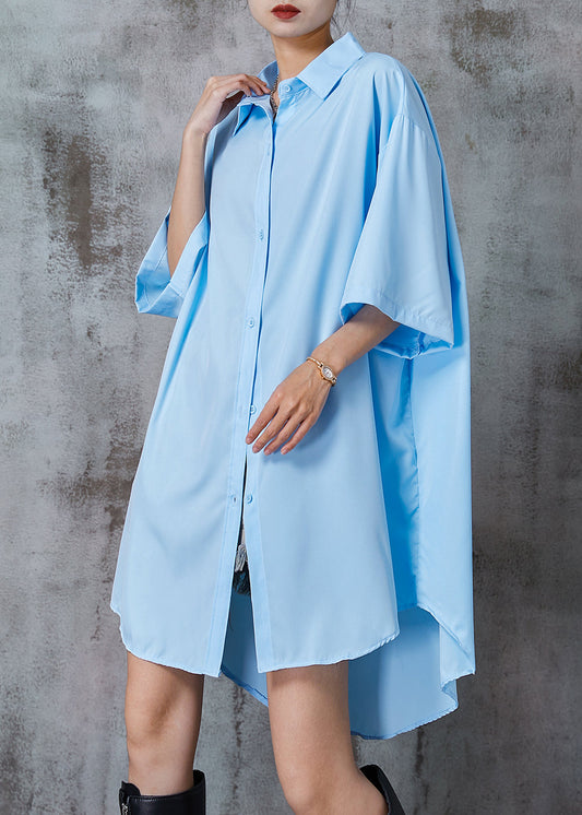 Blue Oversized Cotton Vacation Dresses Summer
