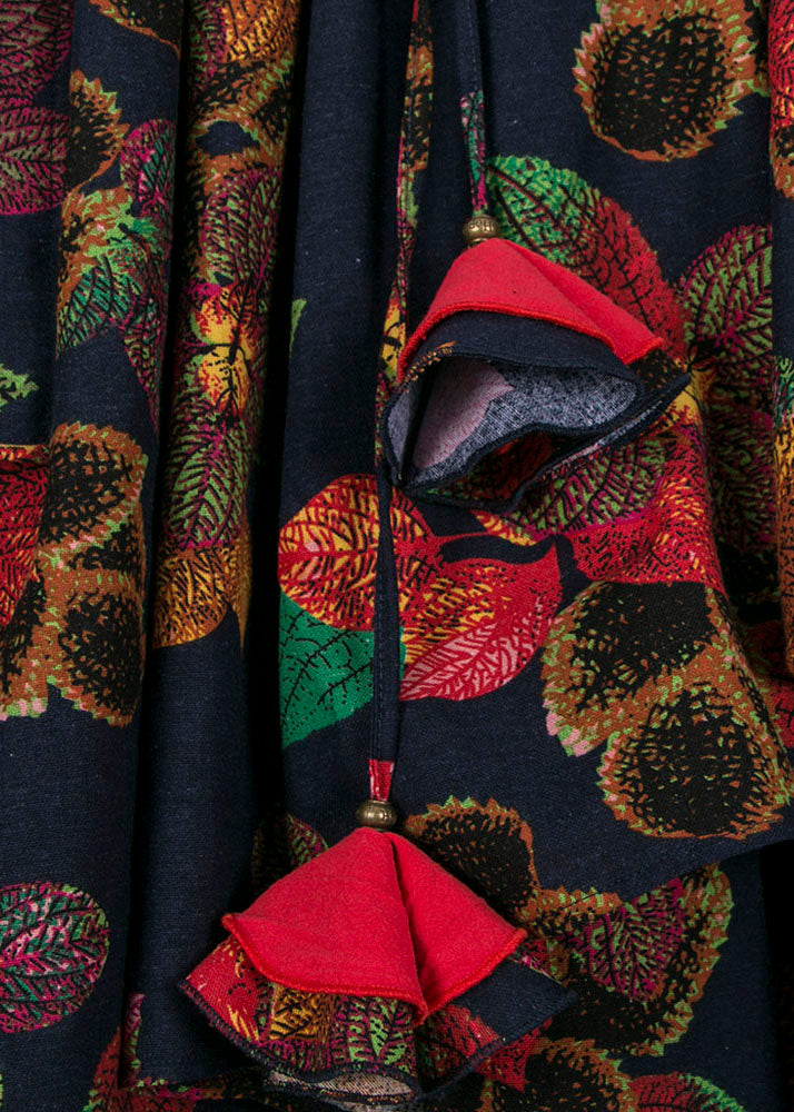 Wrinkled Asymmetrical Print Patchwork Cotton Skirt Fall