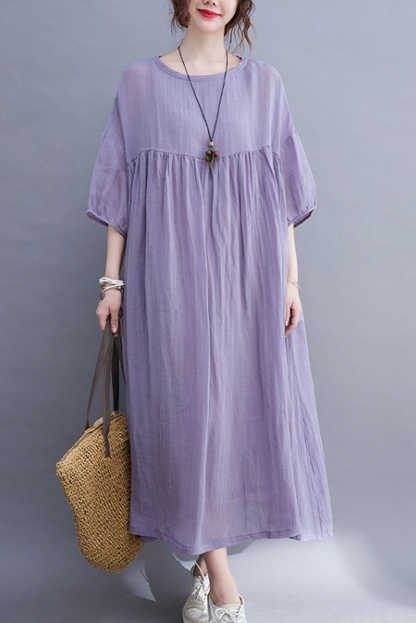 Summer Loose Double Pleated Dress Holiday Style Dress
