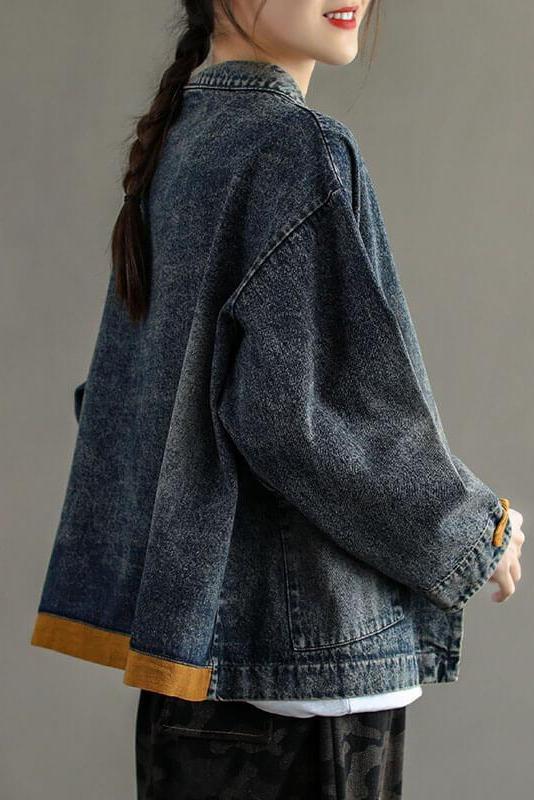 Retro Denim Pocket Spliced Jacket