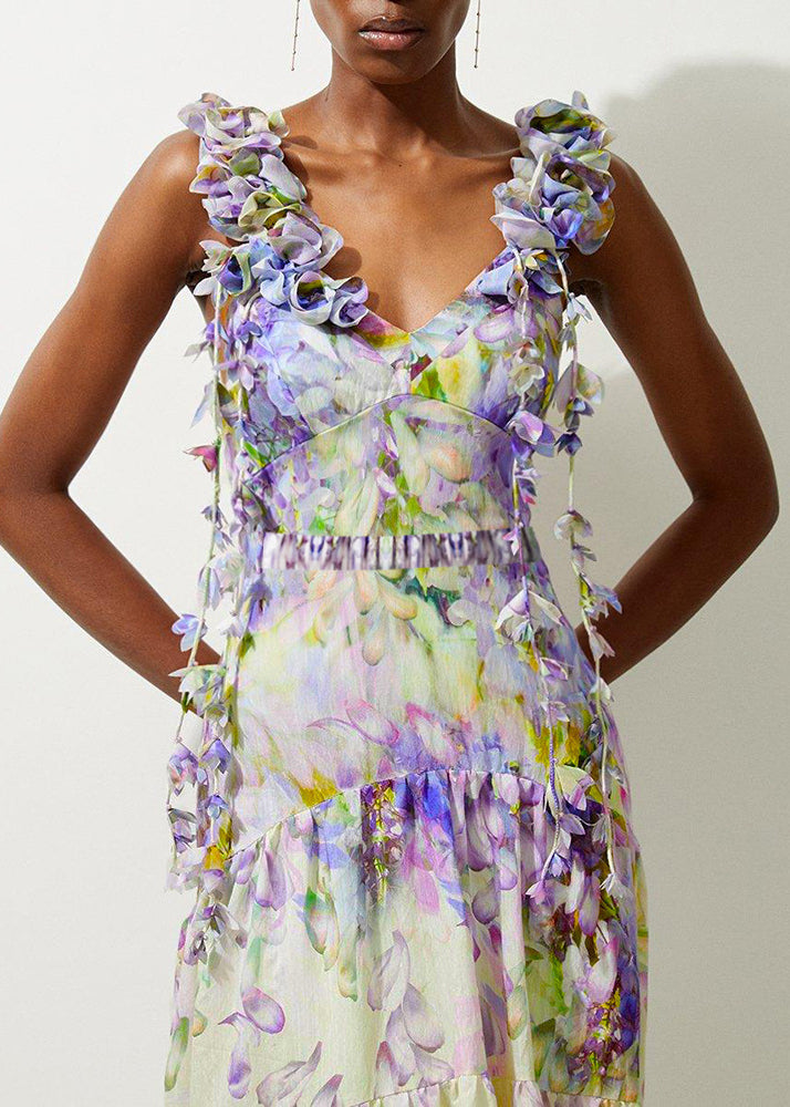 V-neck Print Patchwork Bodysuit and Maxi Skirts Lingerie Set
