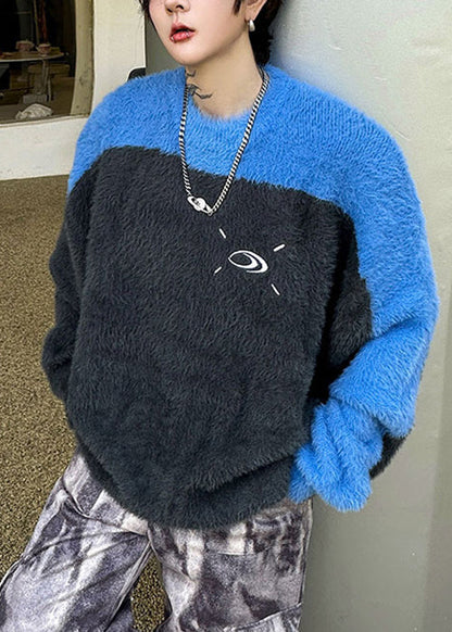 Art Pink O Neck Thick Patchwork Ma Hai Mao Sweaters Winter
