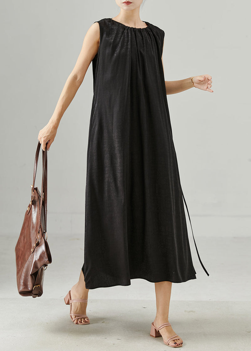 Boutique Black Wear on Both Sides Silk Dress Sleeveless