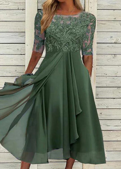Purple Hollow Out Lace Patchwork Chiffon Long Dresses Summer