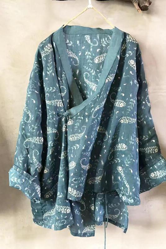Irregular Hem Print Cardigans Top