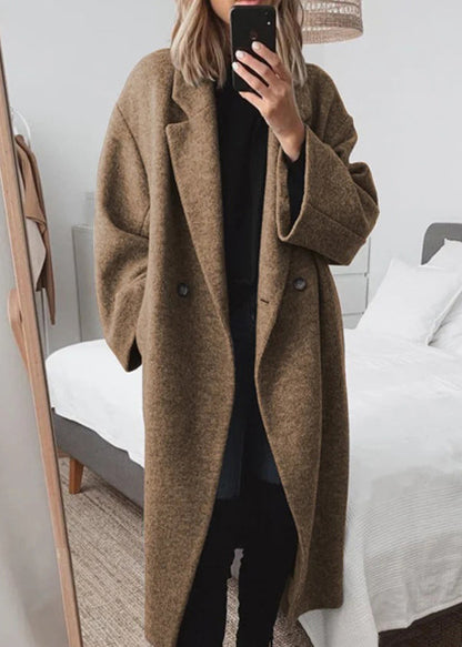 Blue Peter Pan Collar Pockets Woolen Coats Fall
