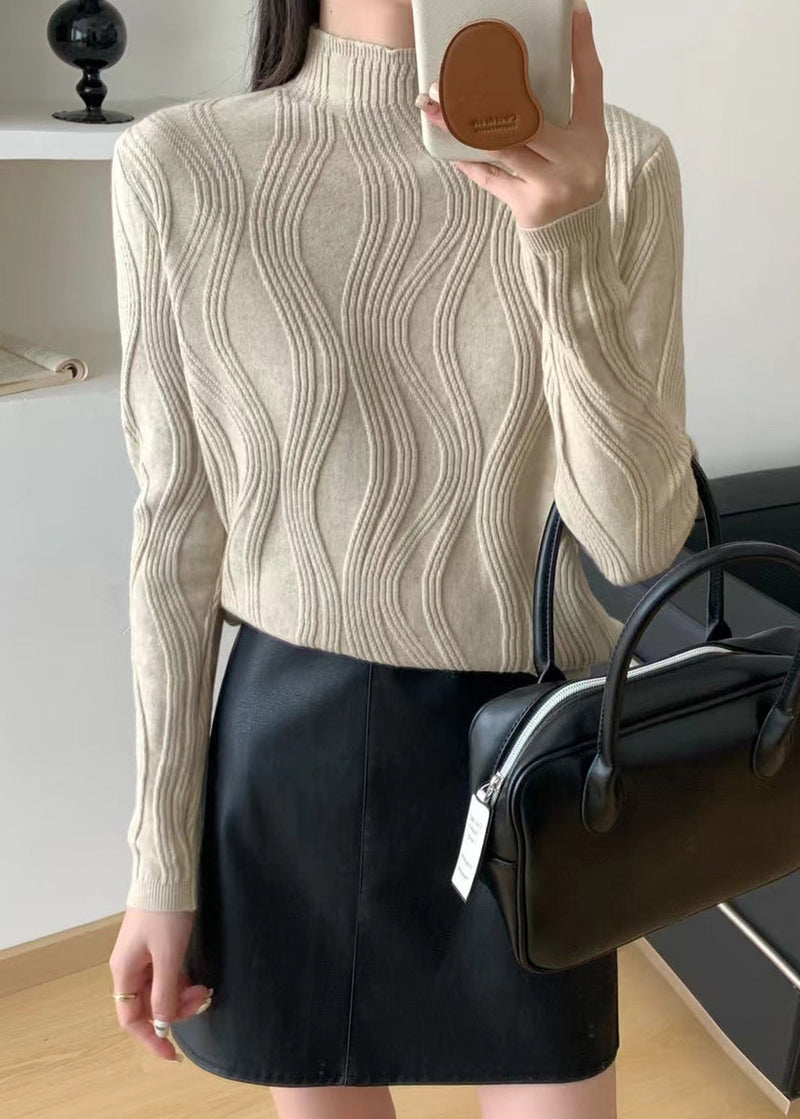 Slim Fit Coffee Turtleneck Knit Sweaters Fall