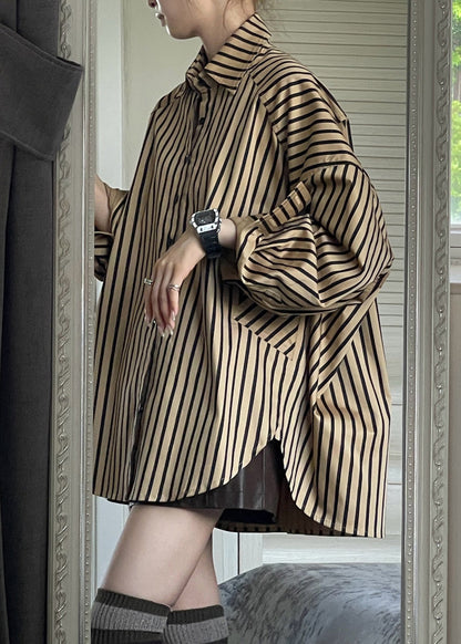 Black Coats and Striped Shirts Two Piece Set Spring