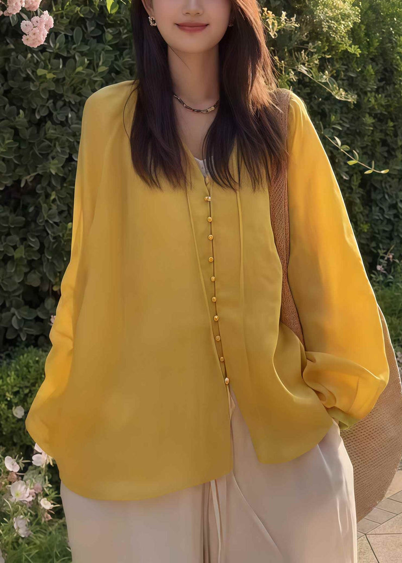 Yellow Oversized Cotton Upf 50+shirt Fall