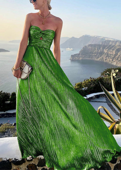European and American Gold Strapless Dress