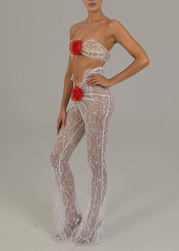 New Black Tight Lace Strapless Jumpsuit