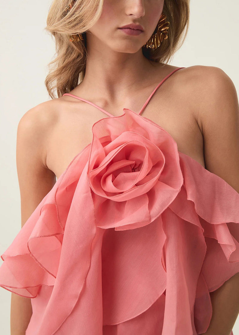 Orange Cotton Sleeveless Spaghetti Strap Dress Cold Shoulder