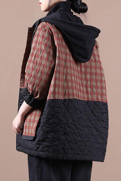 Limited Stock- Winter Plaid Hooded Drawstring Warm Coat