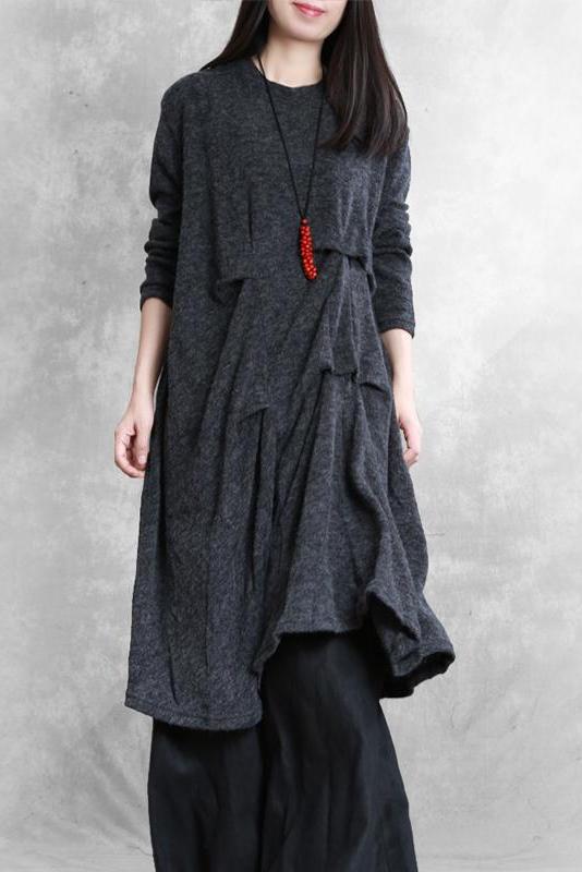 Retro Winter Irregularity Knit Dress