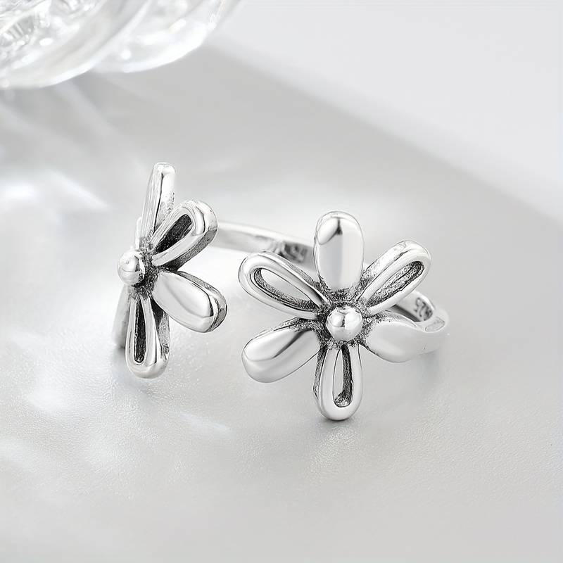 Open Silver Flower Ring