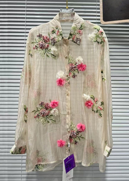 Pink Zircon Patchwork Cotton Shirts Summer