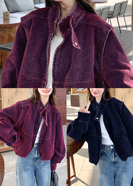 Navy Oversized Detachable Denim Coat Outwear Spring