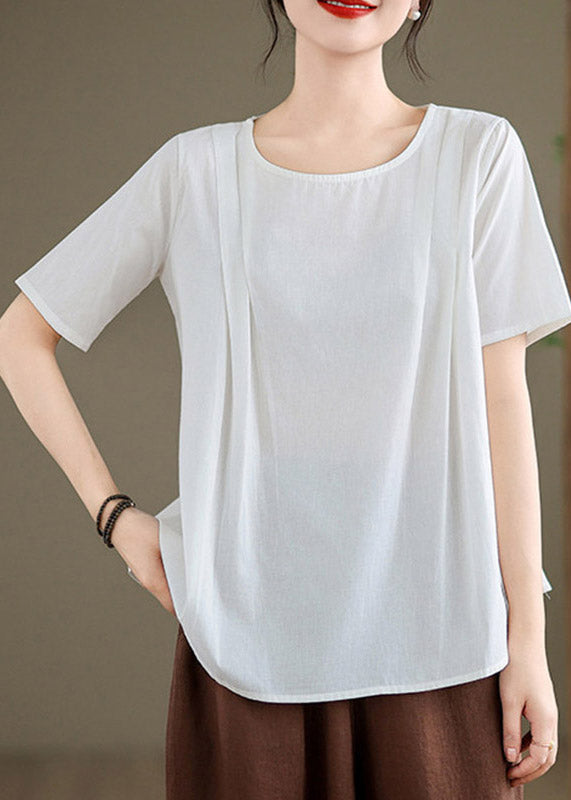 White O-neck Top Short Sleeve