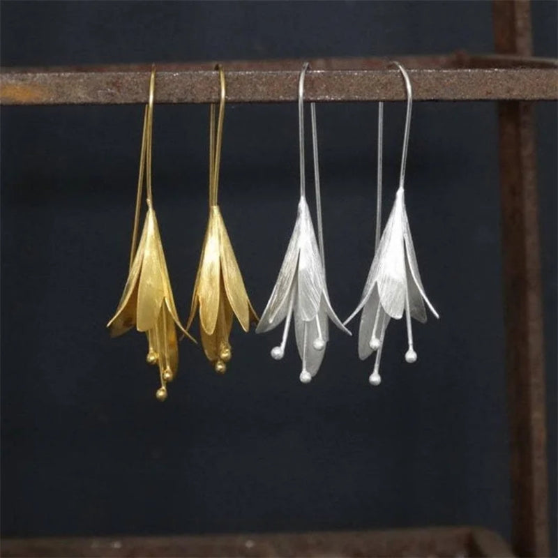 Gold & Silver Lotus Earrings