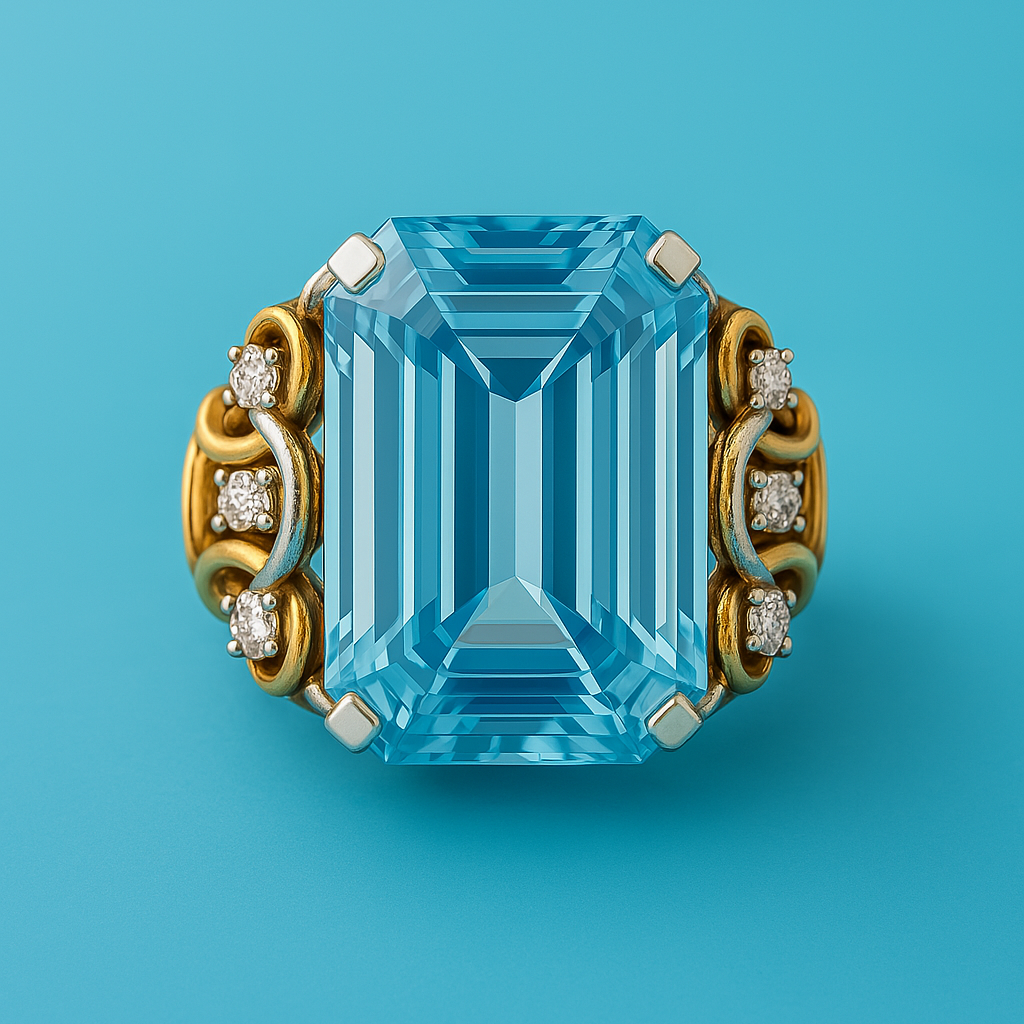 Blue Zirconia Layered Gold Ring