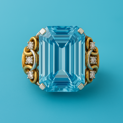 Blue Zirconia Layered Gold Ring