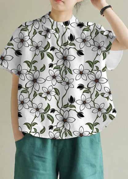 Simple Purple Peter Pan Collar Linen Shirt Summer