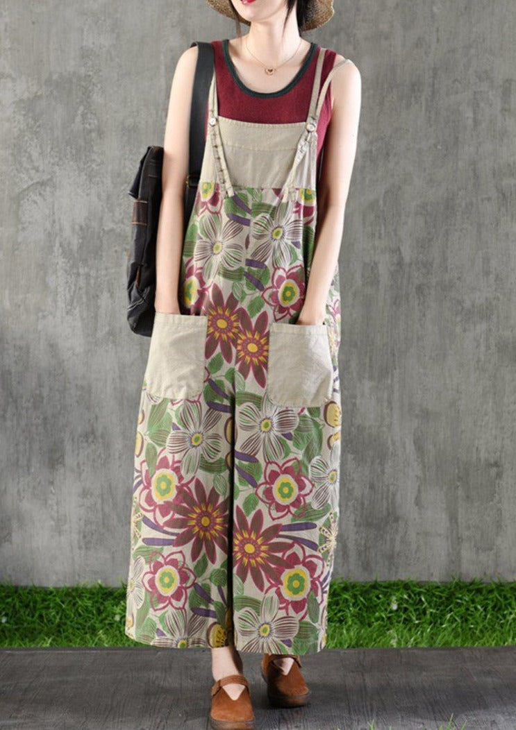 Loose Printed Cotton Jumpsuit