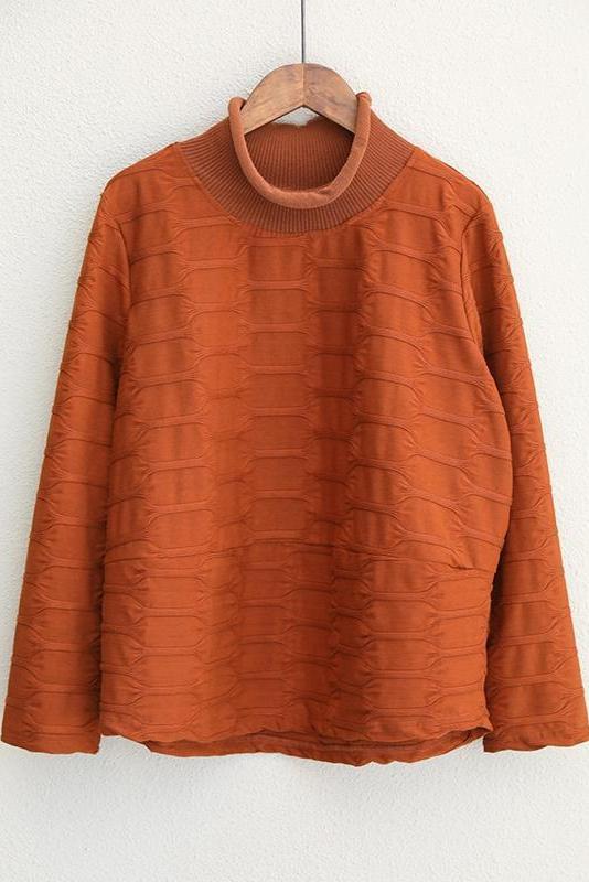 Half High Neck Fleece Loose Tops for Autumn