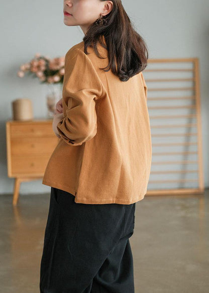 Unique Khaki Side Open Embroidered Fall Long Sleeve Shirt