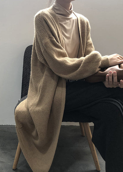 Versatile Camel Cozy Long Knit Cardigans Fall