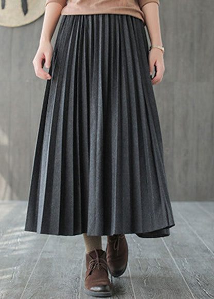 Italian Grey Black Woolen Pleated Fall Skirts