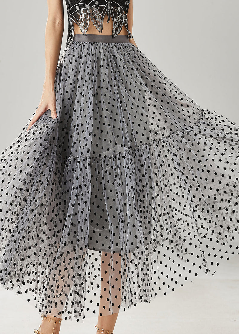 Grey Dot Patchwork Tulle Skirts Summer