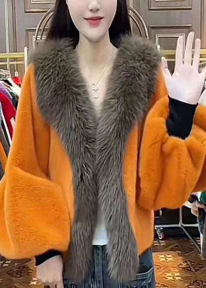 Green Oversized Patchwork Faux Mink Hair Coats Winter