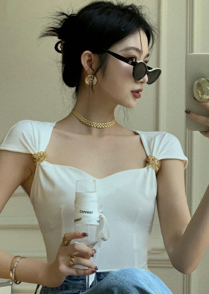 Black Strapless Tops Short Sleeve