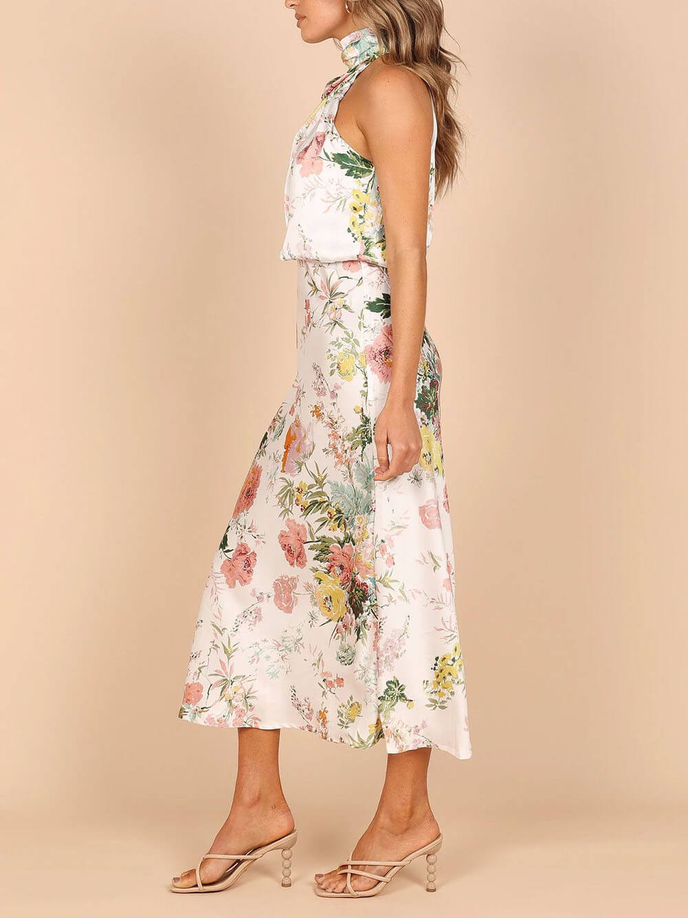 Halter Neck Elastic Waist Maxi Dress