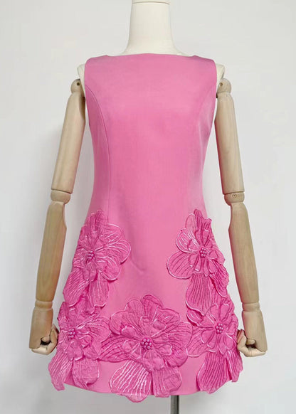 French Pink Cotton Mini Dresses Summer