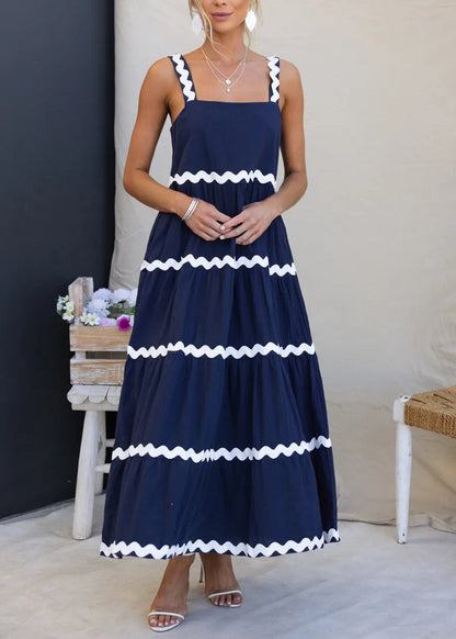 Boutique White Striped Cotton Spaghetti Strap Dress Summer